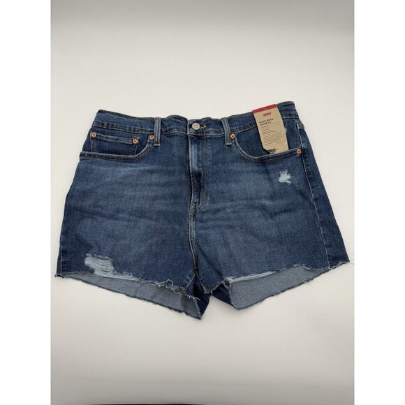 Levi’s Women’s Original Red‎ Tab Classic High-Rise Shorts Denim Size 33 NWT Zip - Picture 1 of 9
